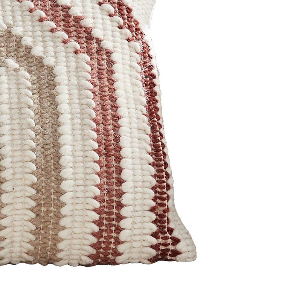 18 Inch Decorative Throw Pillow Cover Knitted Geometric Pattern White By Casagear Home BM276710