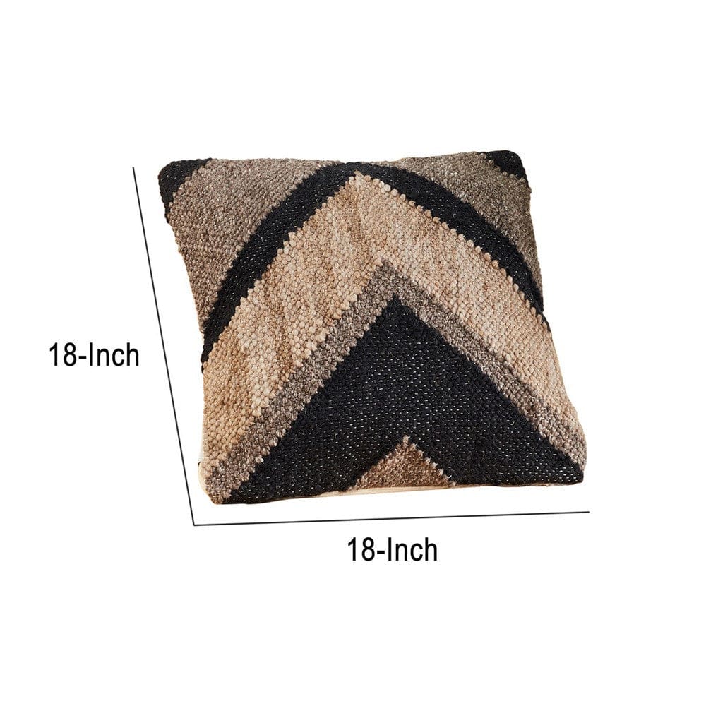 18 Inch Decorative Throw Pillow Cover Textured Chevron Black Brown By Casagear Home BM276711