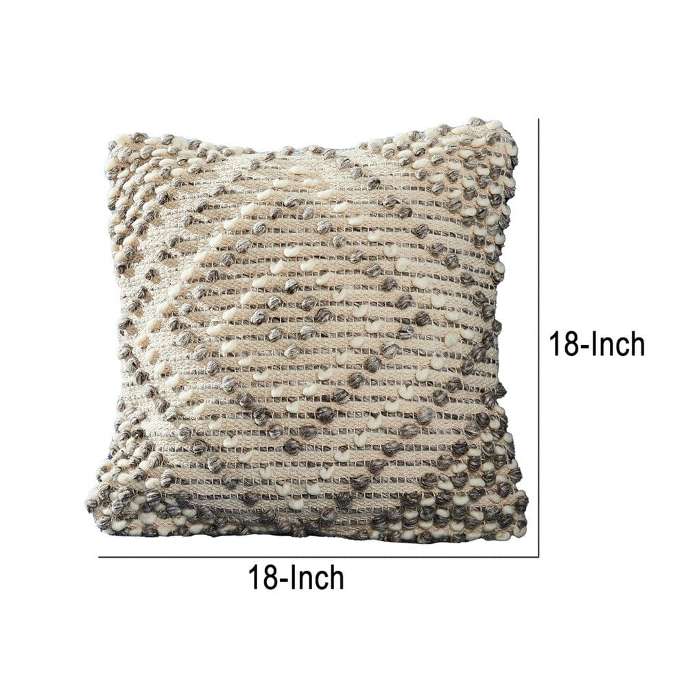 18 Inch Decorative Throw Pillow Cover Textured Diamonds Gray Beige By Casagear Home BM276712