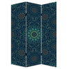 72 Inch 3 Panel Canvas Foldable Room Divider, Bohemian Design, Teal Blue By Casagear Home