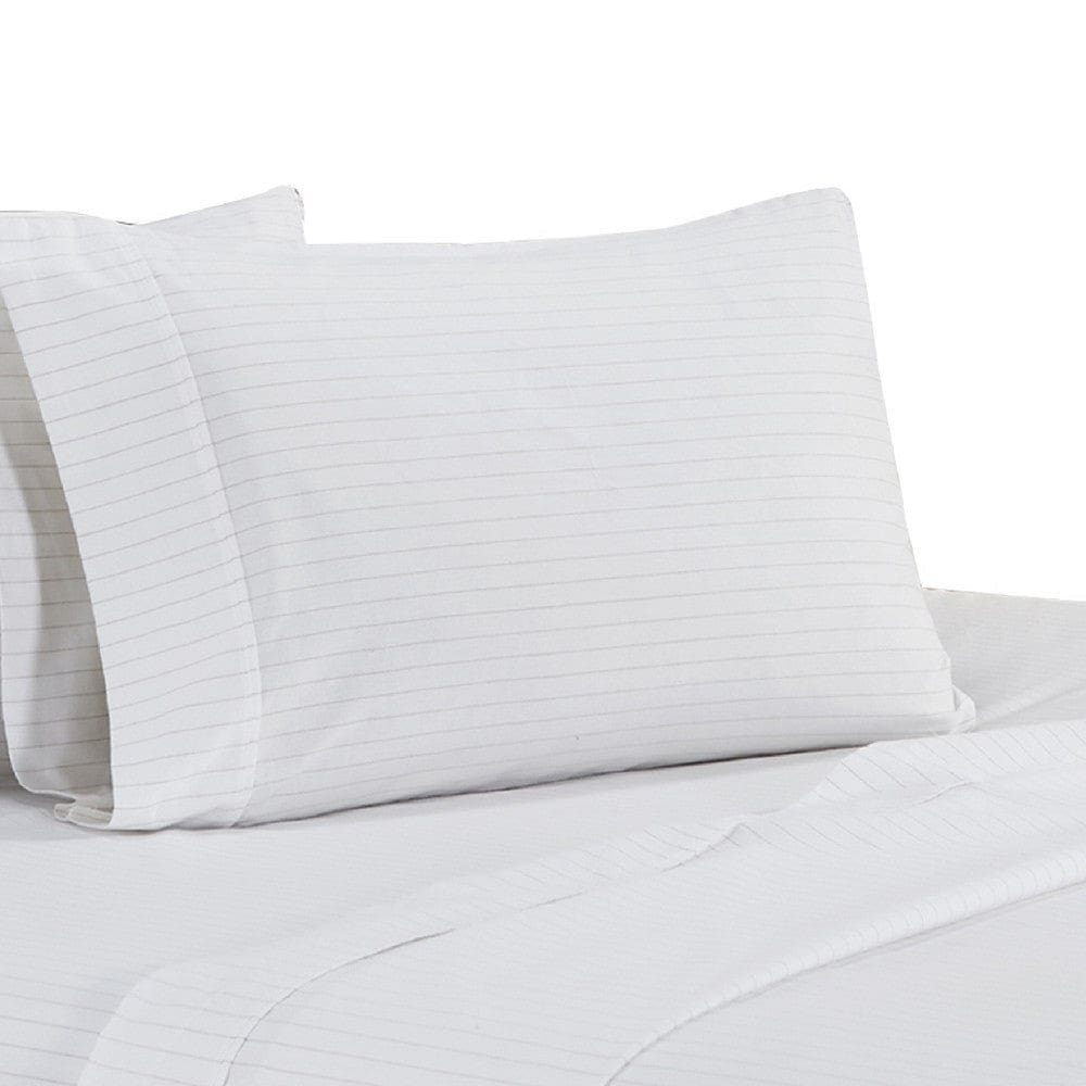 Matt 4 Piece Full Bed Sheet Set Soft Organic Cotton Stripes White By Casagear Home BM276826