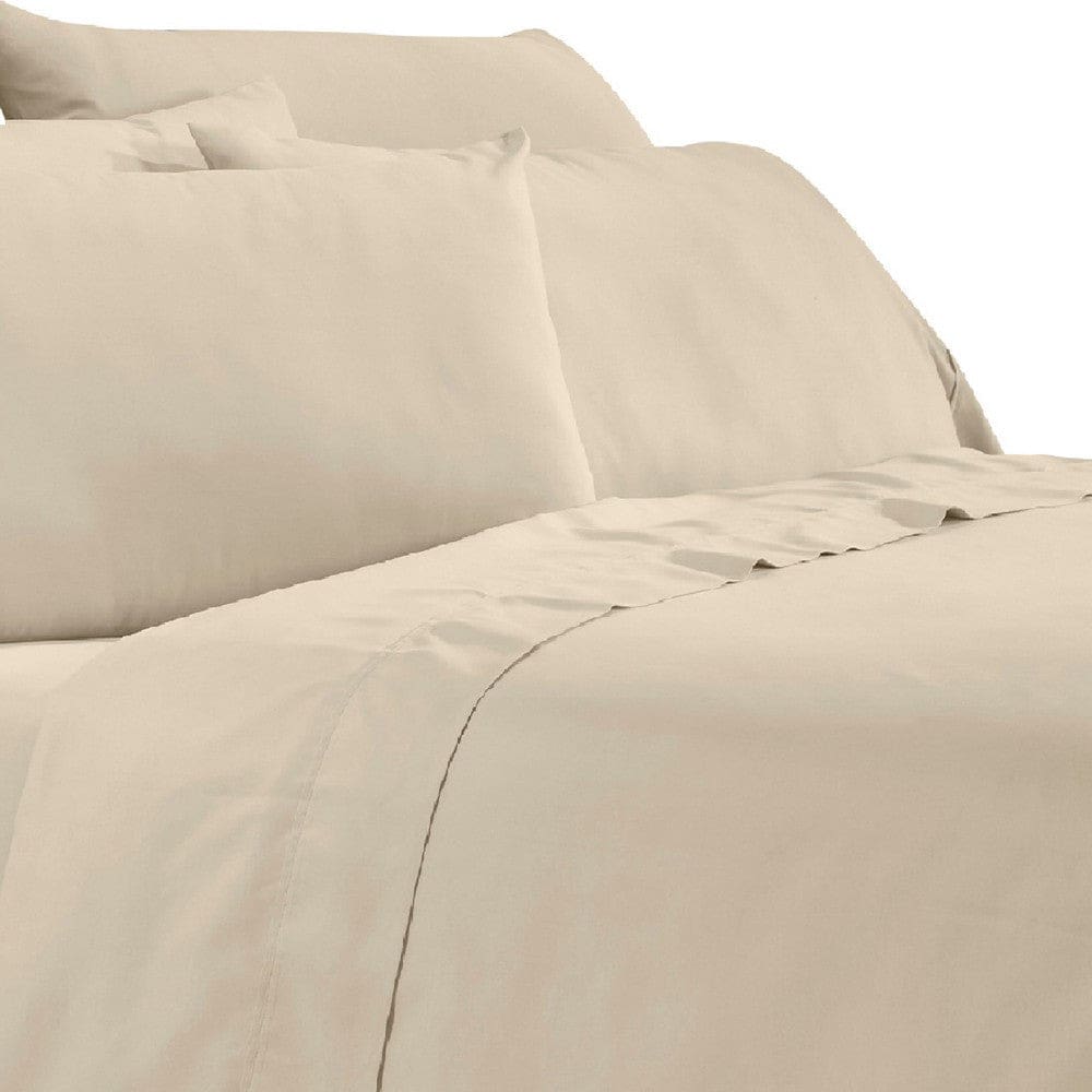 Minka 6 Piece King Bed Sheet Set Soft Antimicrobial Microfiber Beige By Casagear Home BM276853