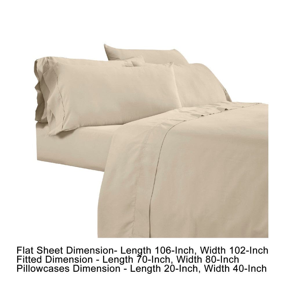 Minka 6 Piece King Bed Sheet Set Soft Antimicrobial Microfiber Beige By Casagear Home BM276853