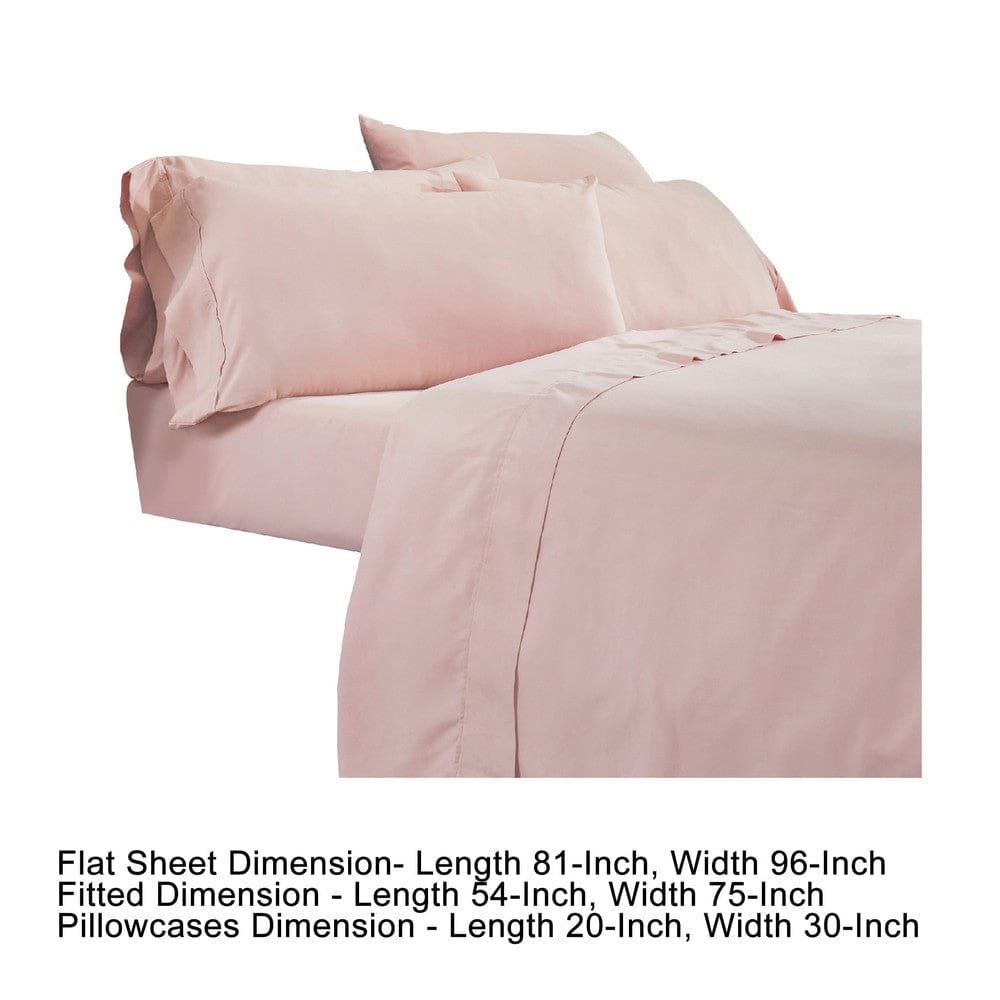 Minka 6 Piece Full Bed Sheet Set Soft Antimicrobial Microfiber Pink By Casagear Home BM276856