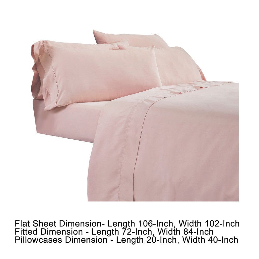 Minka 6 Piece California King Bed Sheet Set Antimicrobial Microfiber Pink By Casagear Home BM276859