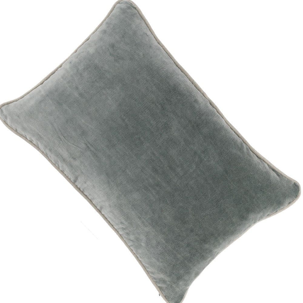 Hillary 20 Inch Velvet Welt Decorative Lumbar Throw Pillow Sage Green By Casagear Home BM276940