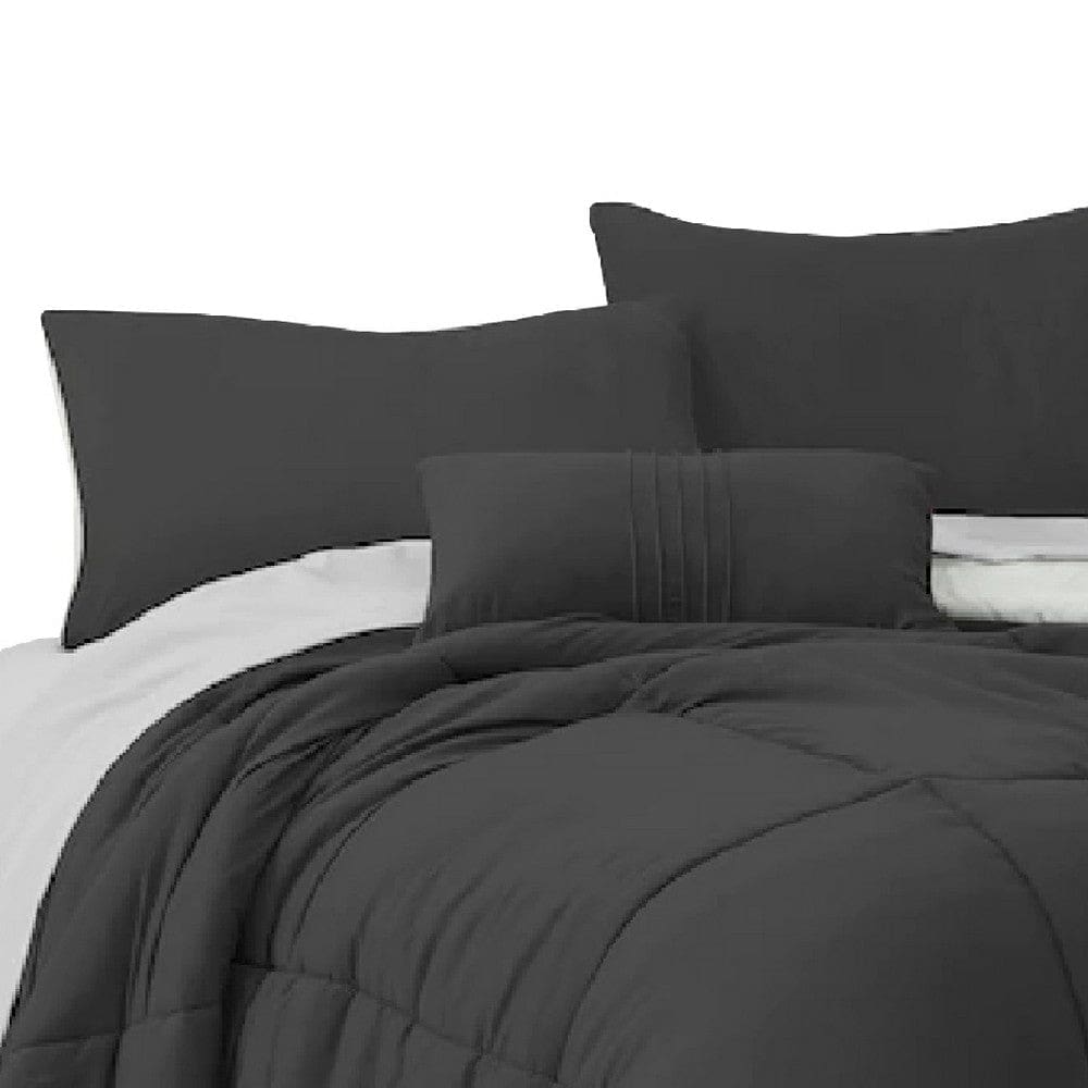 Alice 8 Piece Full Comforter Set Soft Dark Gray By The Urban Port By Casagear Home BM276982