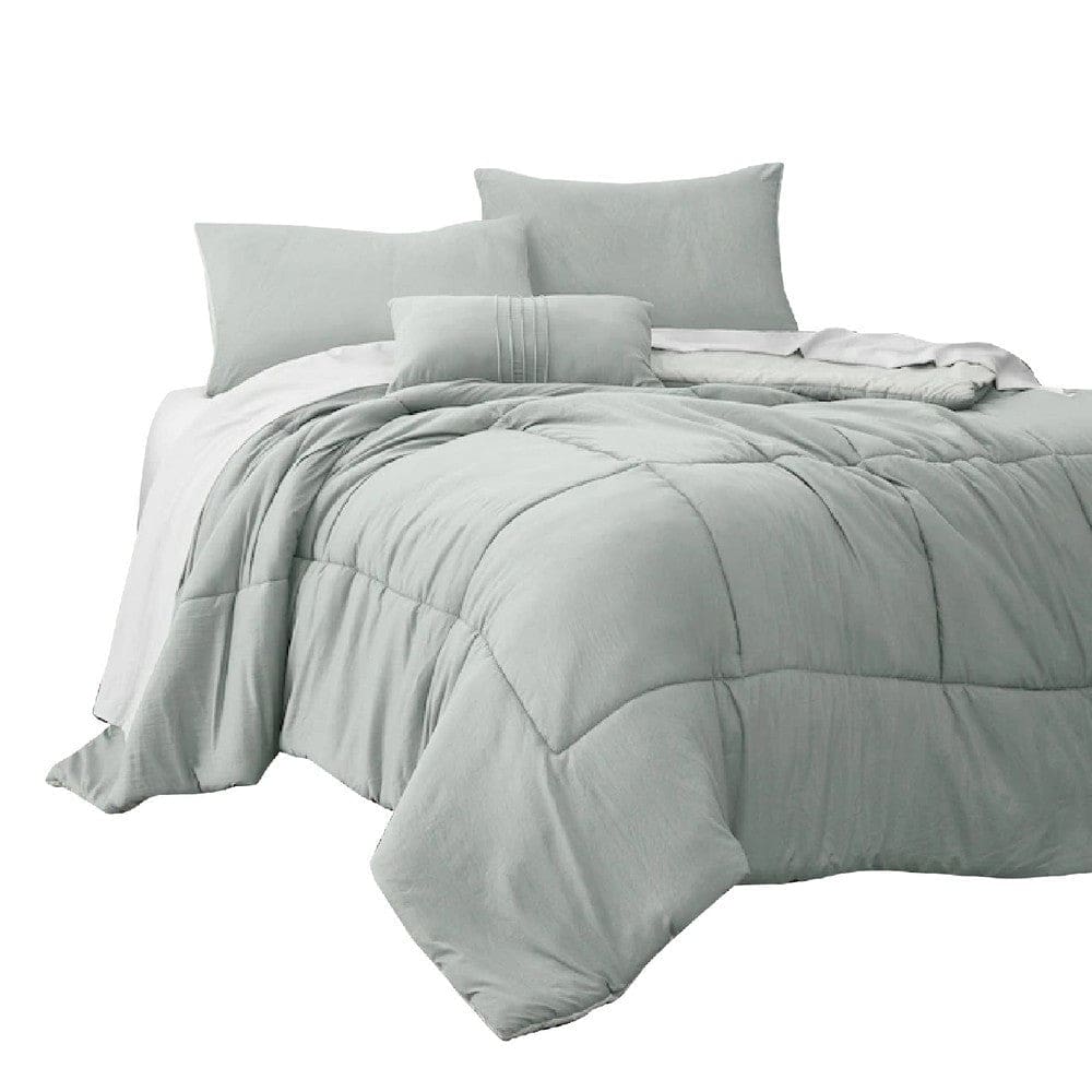 Alice 8 Piece Full Comforter Set, Soft Light Gray By Casagear Home