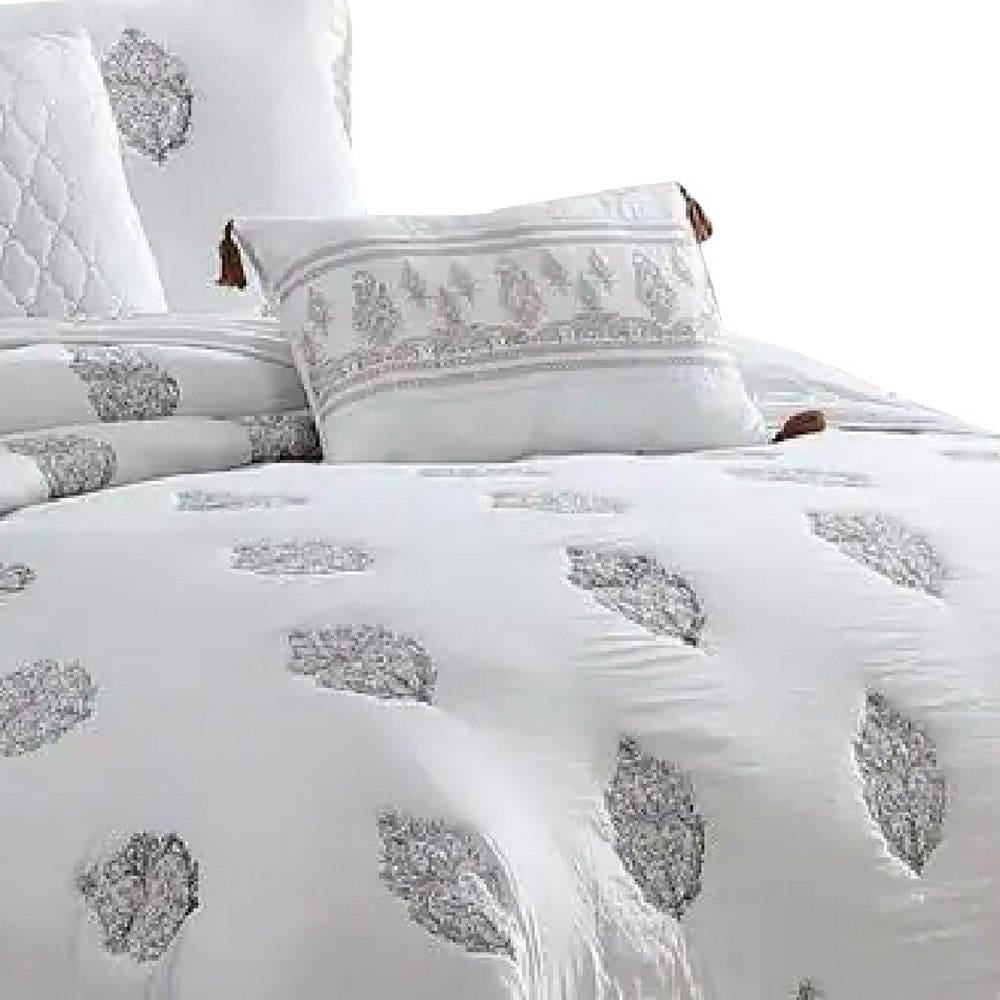 Tyler 6 Piece Queen Comforter Set Damask Design The Urban Port White By Casagear Home BM277001