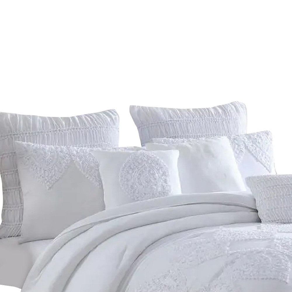 Tyler 8 Piece Queen Comforter Set Ogee Design The Urban Port White By Casagear Home BM277003