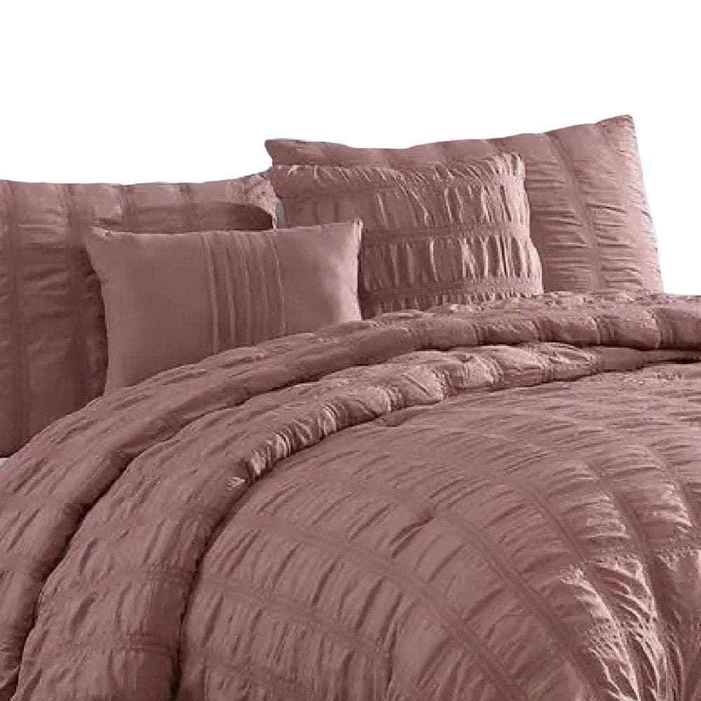 Alice 5 Piece King Comforter Set Textured The Urban Port Rose Pink By Casagear Home BM277008