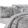 Lance 8 Piece King Bed Set Damask Print The Urban Port White Gray By Casagear Home BM277012