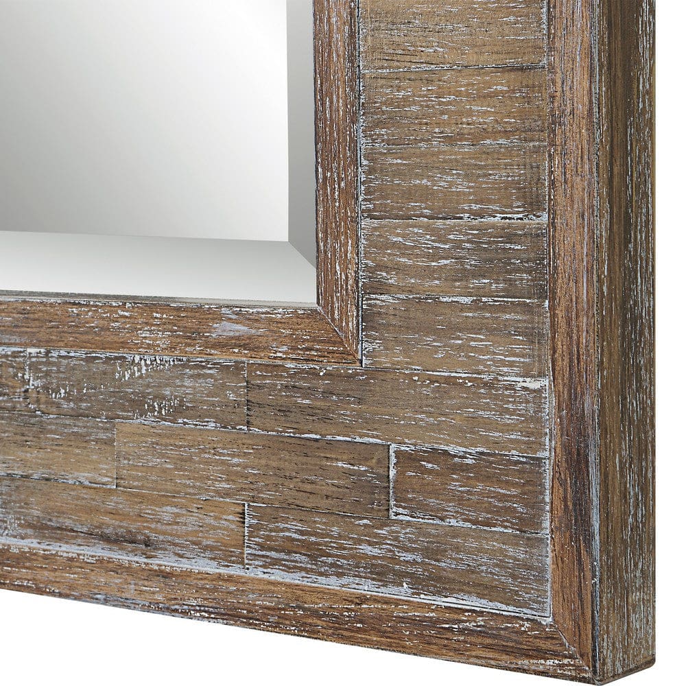 65 Inch Wood Wall Mirror Tall Distressed Weathered Brown By Casagear Home BM277018