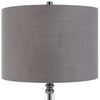 29 Inch Metal Table Lamp Cone Shaped Glass Base Silver Gray By Casagear Home BM277030