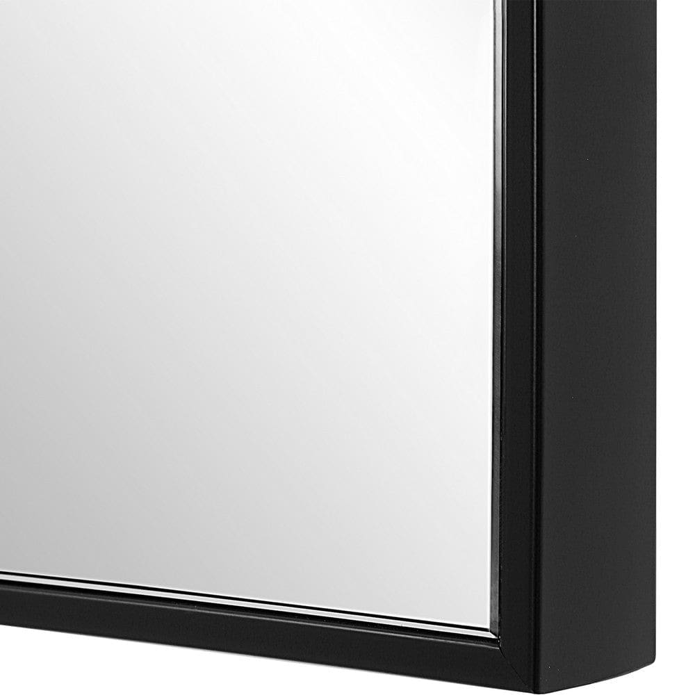 40 Inch Wood Wall Mirror Rectangular Thin Frame Black By Casagear Home BM277041