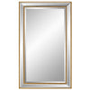 40 Inch Wood Rectangular Wall Mirror Beveled Panel Gold By Casagear Home BM277046