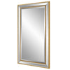 40 Inch Wood Rectangular Wall Mirror, Beveled Panel, Gold By Casagear Home