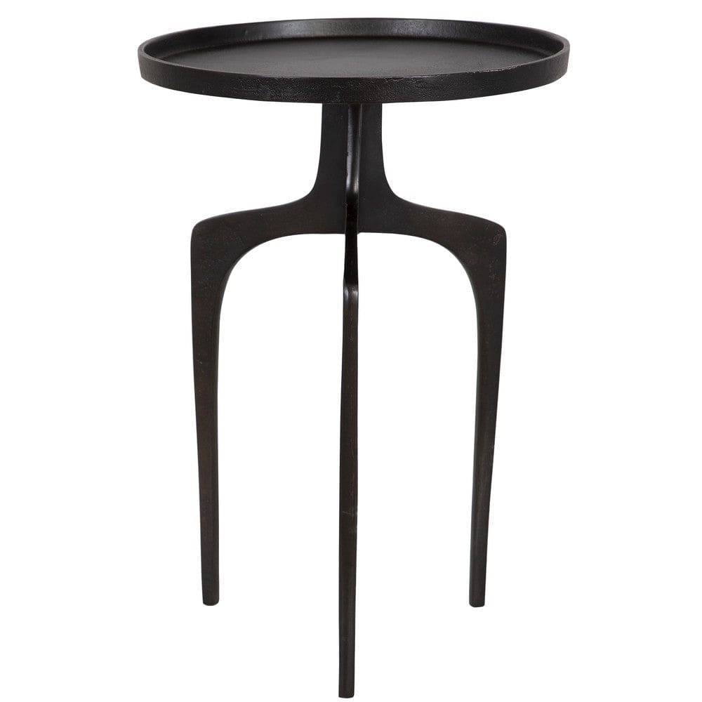 22 Inch Metal Round Accent Table Three Curved Legs Antique Brown By Casagear Home BM277047