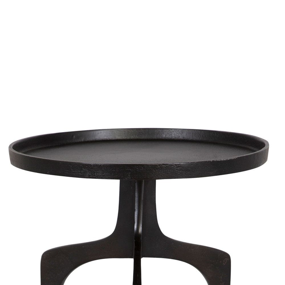 22 Inch Metal Round Accent Table Three Curved Legs Antique Brown By Casagear Home BM277047