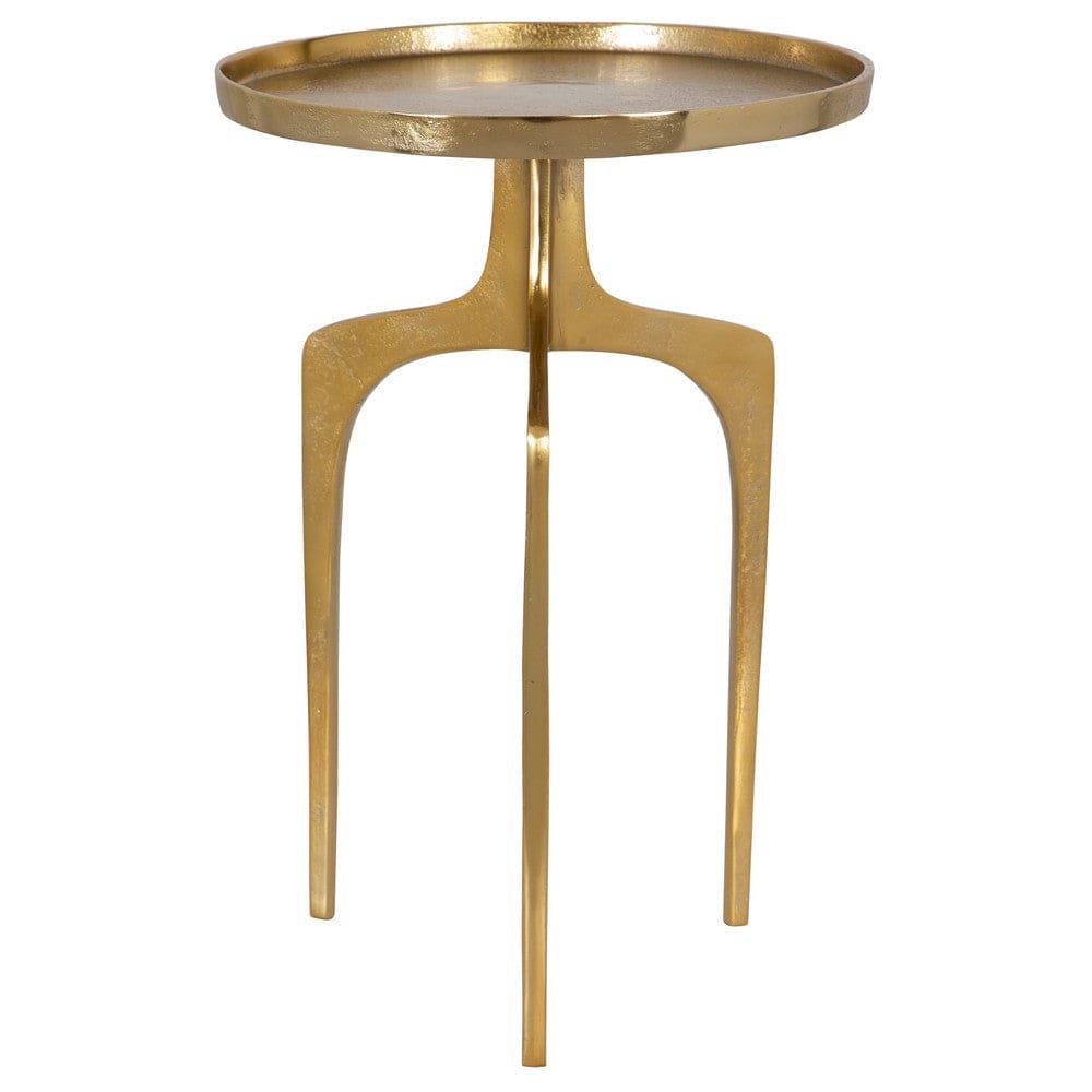 22 Inch Metal Round Accent Table Three Curved Legs Gold By Casagear Home BM277048