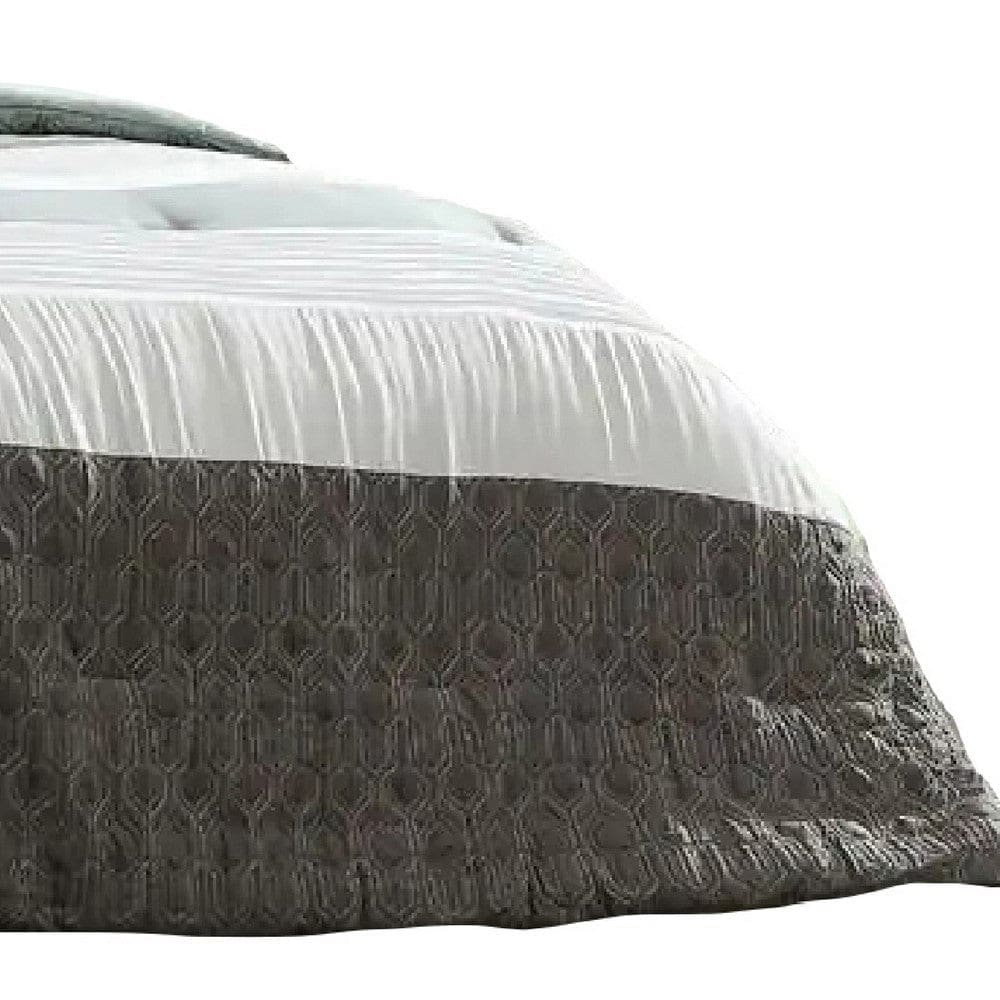 Owen 5 Piece Queen Comforter Set The Urban Port Striped White Green Gray By Casagear Home BM277106