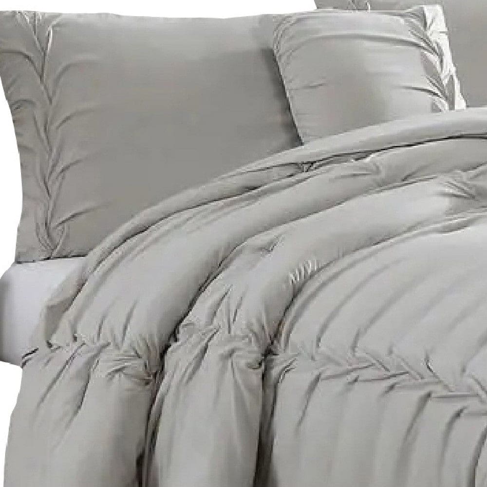 Tyler 8 Piece Puckered Queen Size Comforter Set The Urban Port Light Gray By Casagear Home BM277108