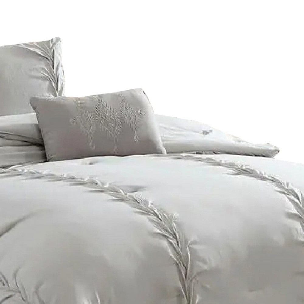 Tyler 8 Piece Puckered Queen Size Comforter Set The Urban Port Light Gray By Casagear Home BM277108