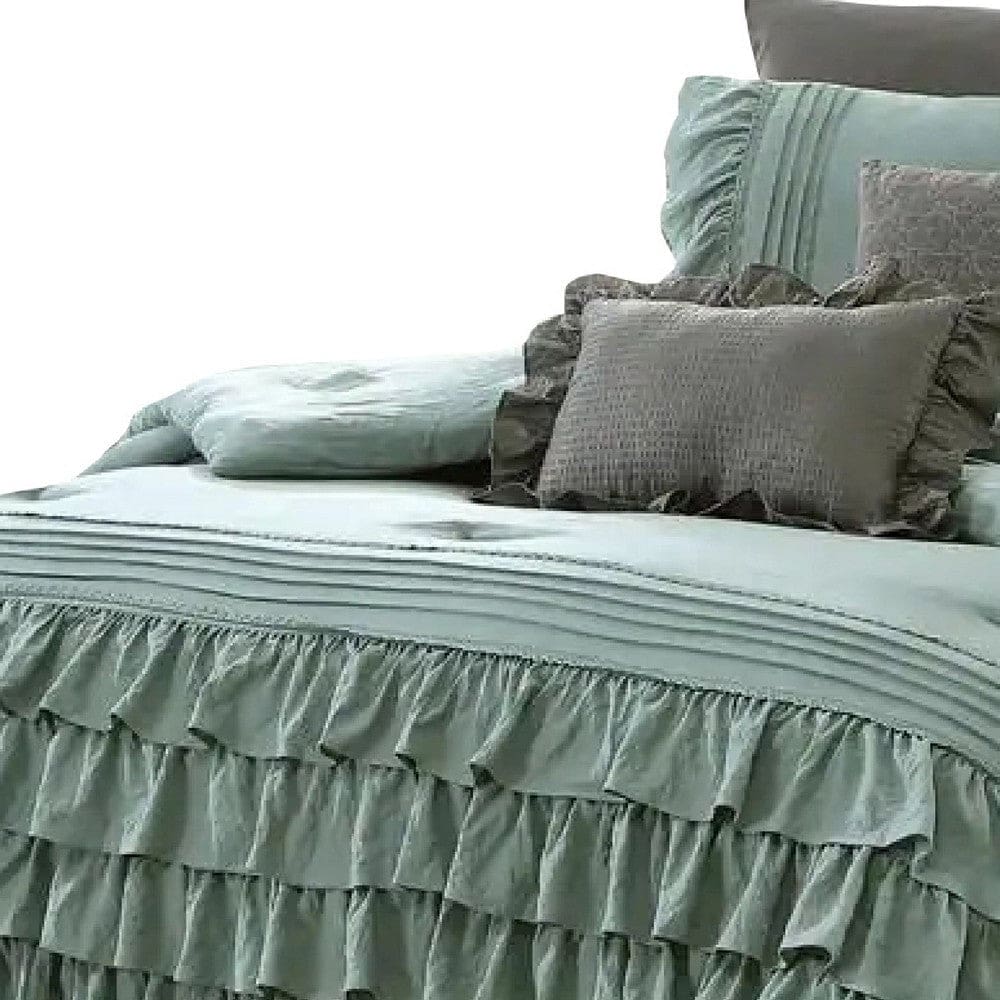 Tyler 8 Piece Ruffled Queen Comforter Set The Urban Port Green Gray By Casagear Home BM277110