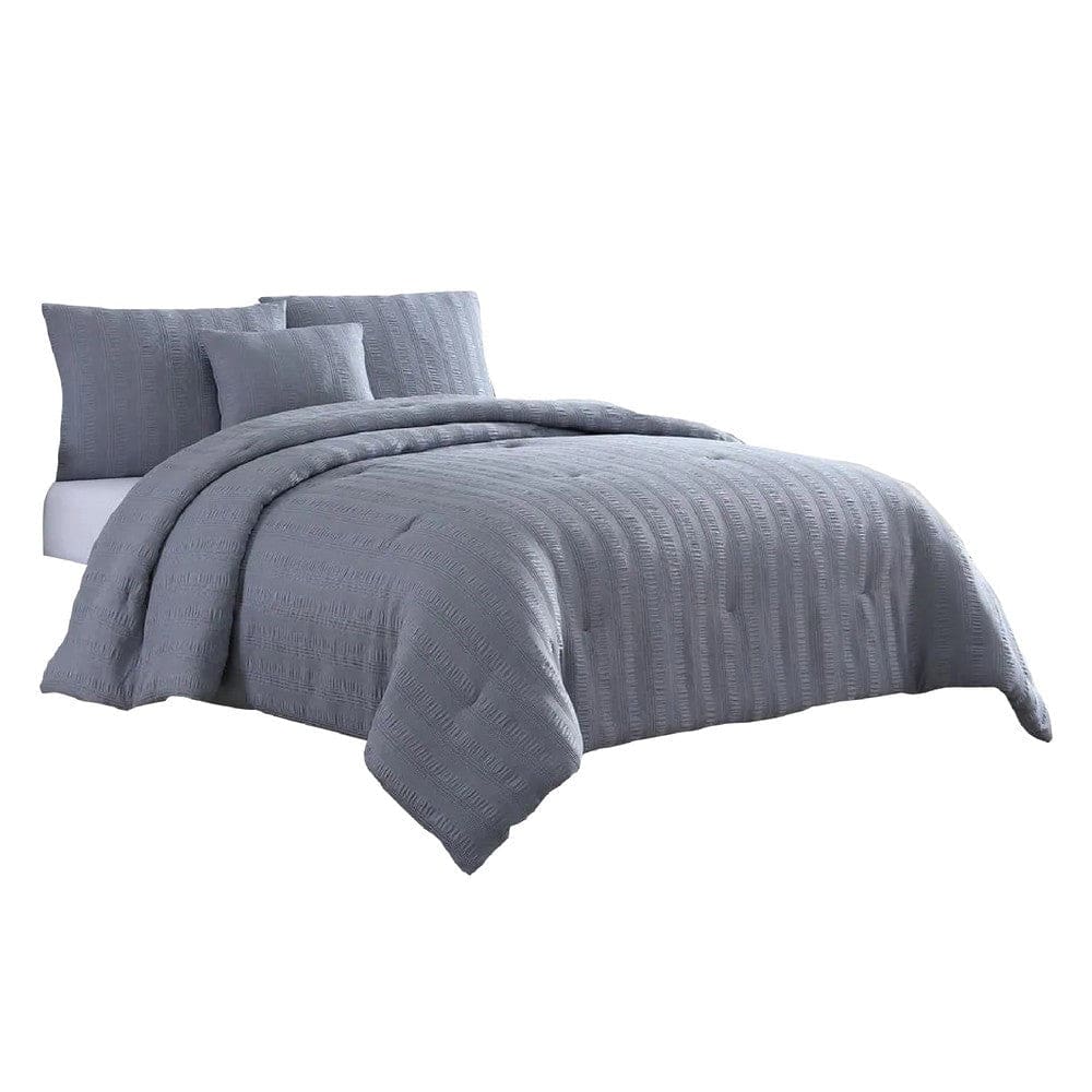 Alice 4 Piece Textured Microfiber Queen Comforter Set, Gray By Casagear Home