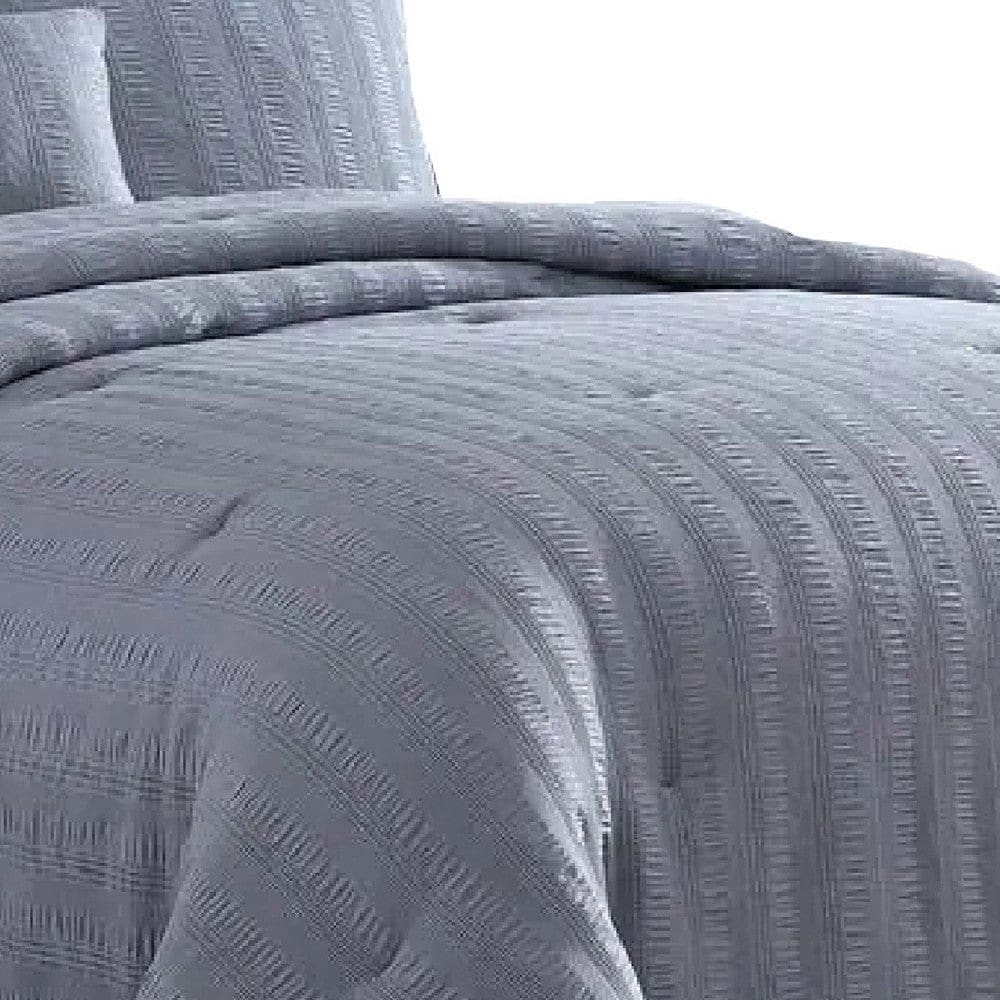 Alice 4 Piece Textured Microfiber Queen Comforter Set The Urban Port Gray By Casagear Home BM277116