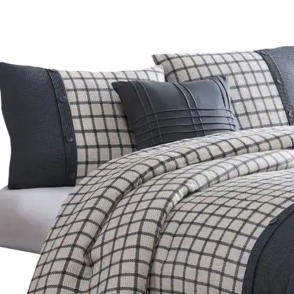 Owen 4 Piece Queen Comforter Set Squared The Urban Port White Gray By Casagear Home BM277120