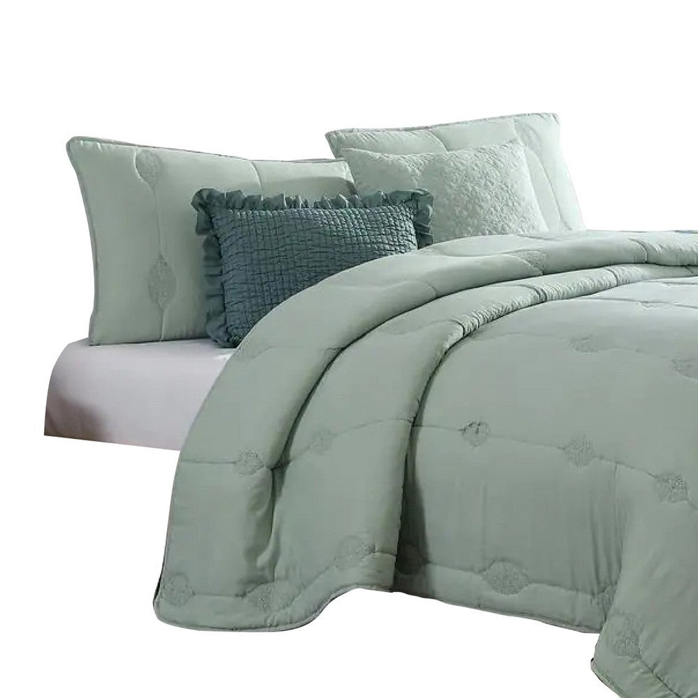 Alice 5 Piece Microfiber Queen Comforter Set The Urban Port Sea Green By Casagear Home BM277181