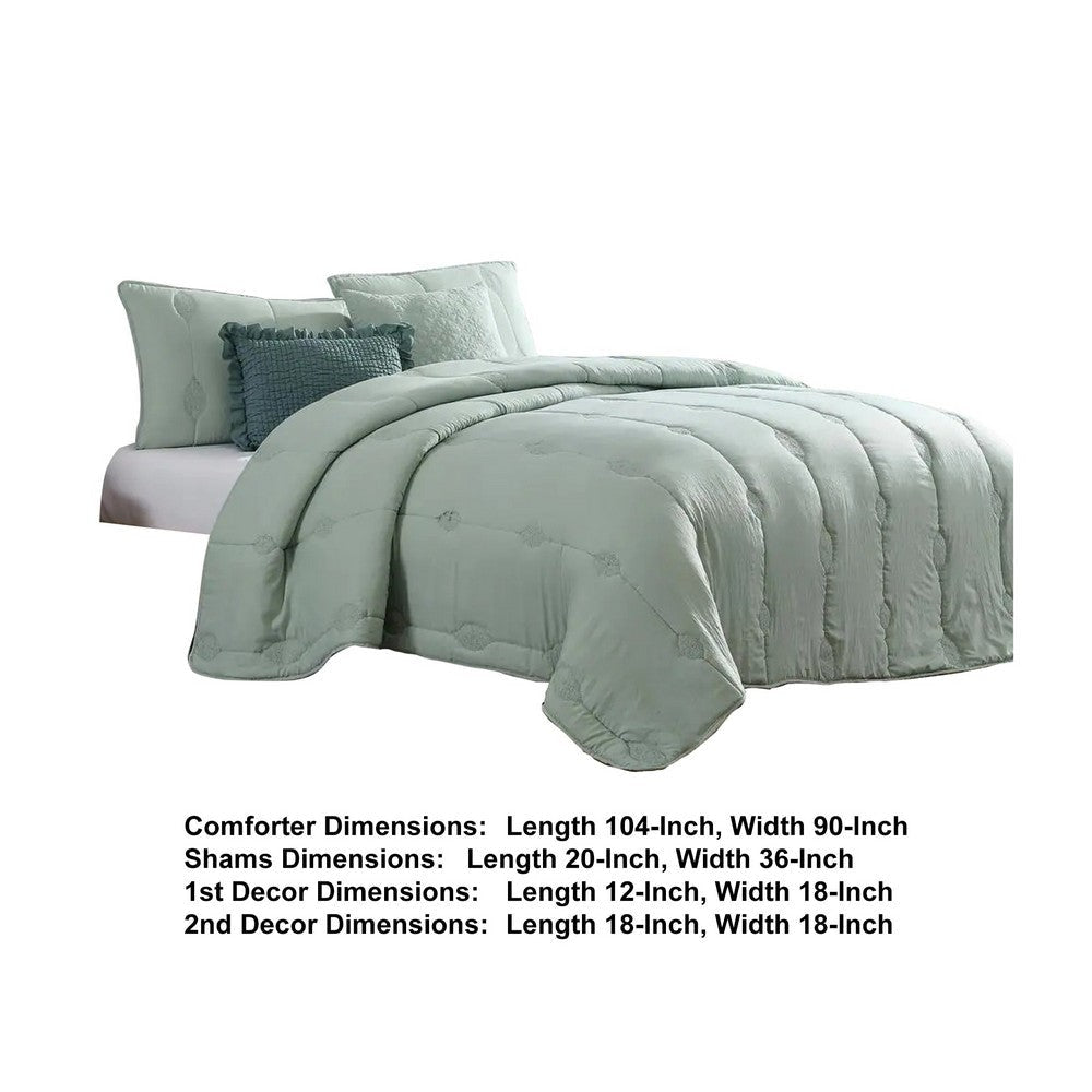 Alice 5 Piece Microfiber King Comforter Set The Urban Port Sea Green By Casagear Home BM277182