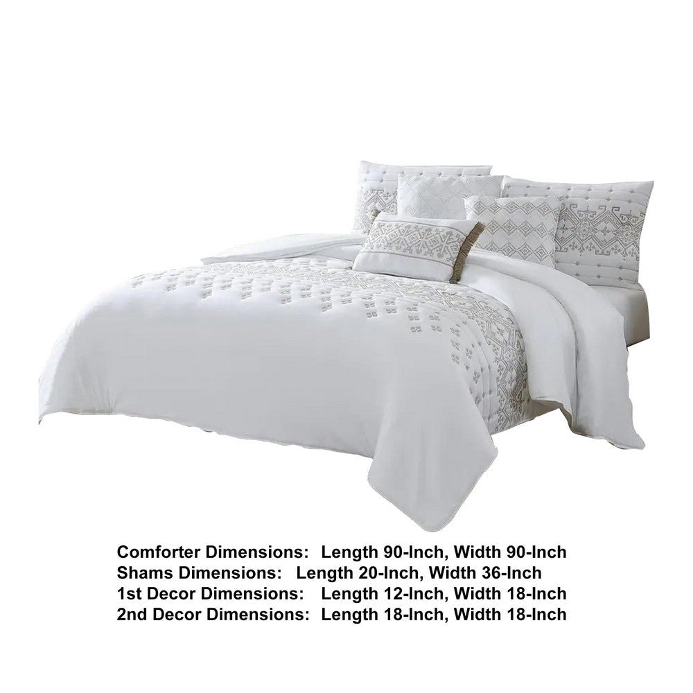 Lance 6 Piece Microfiber Queen Quilt Comforter Set The Urban Port White By Casagear Home BM277189