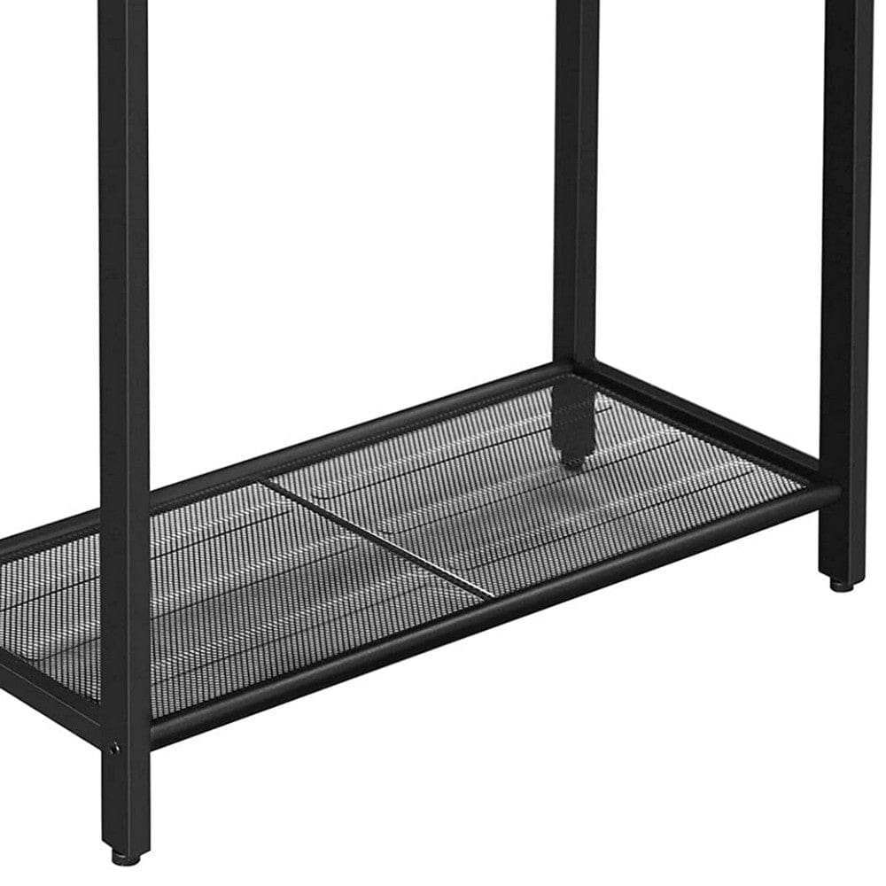 24 Inch Industrial End Table Wood Metal Frame Mesh Shelf Brown Black By Casagear Home BM277372