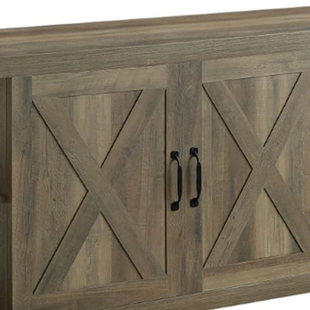 Eli 71 Inch TV Entertainment Center Cabinet Metal Brackets Oak Brown By Casagear Home BM278984