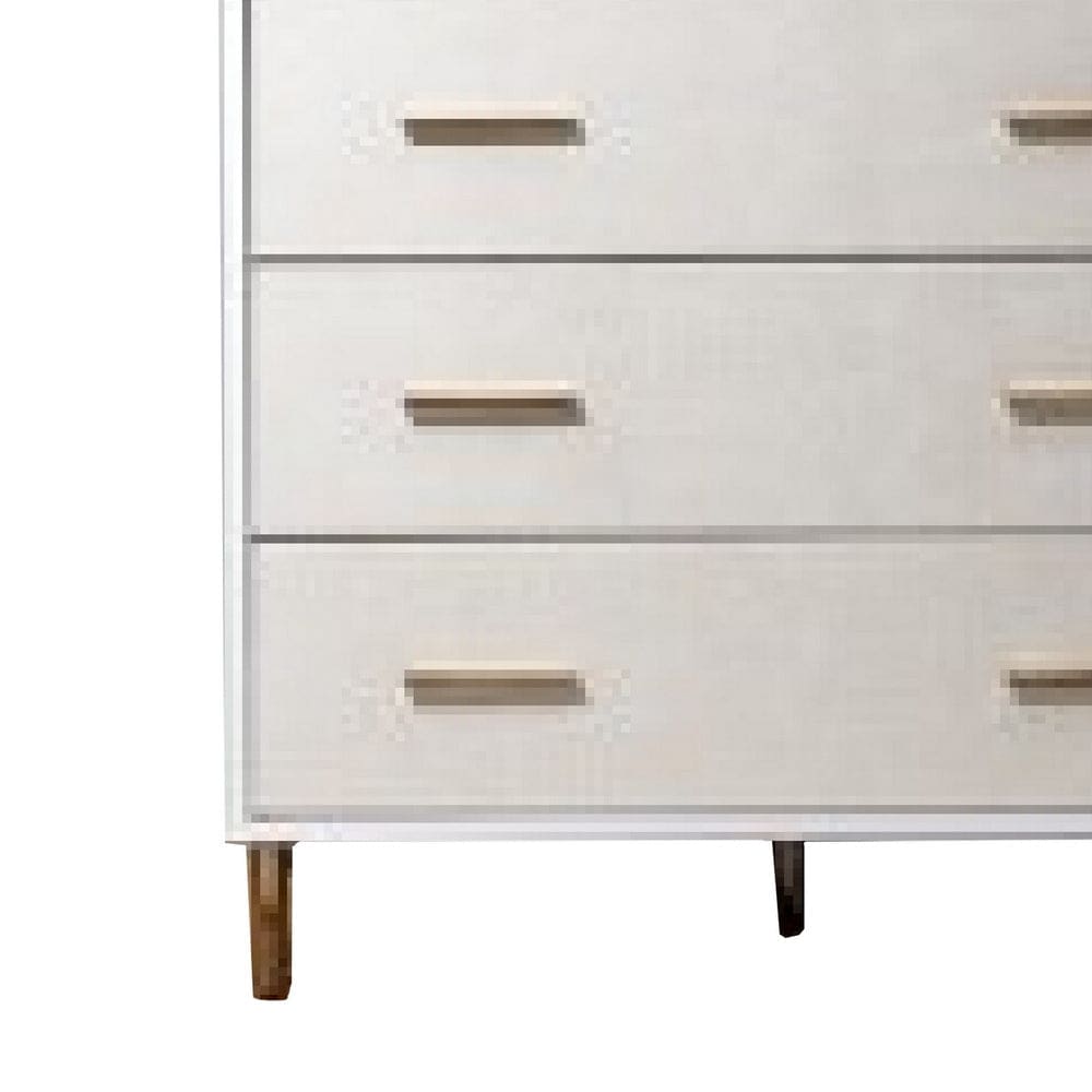 Emily 37 Inch Wood Tall Dresser Chest 4 Drawers Gold Handles White By Casagear Home BM278988