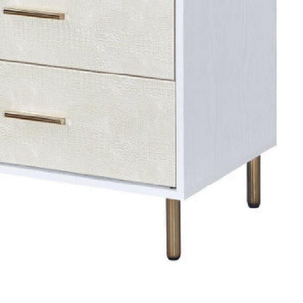 Emily 47 Inch Wood Side Dresser with 6 Drawers Metal Bar Handles White By Casagear Home BM279010