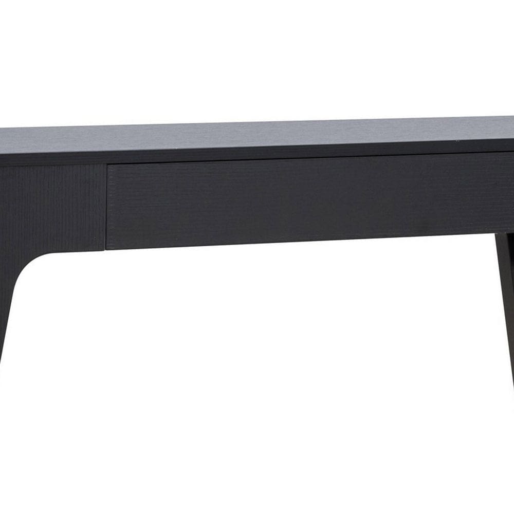 Lue 47 Inch Wood Console Sofa Table 1 Drawer Bottom Shelf Black By Casagear Home BM279034