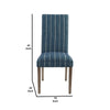 19 Inch Parson Style Dining Chair Fabric Stripes Set of 2 Blue Brown By Casagear Home BM279068