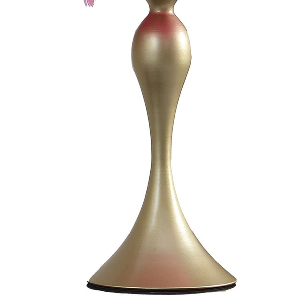 Lily 24 Inch Metal Glam Feather Table Lamp Candlestick 40W Pink Gold By Casagear Home BM279098