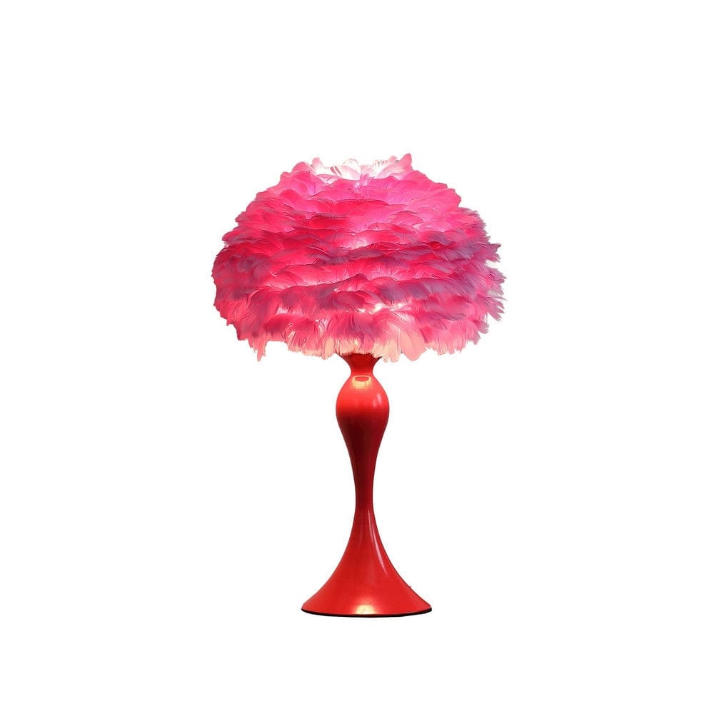 Lily 24 Inch Metal Glam Feather Table Lamp Candlestick 40W Pink Red By Casagear Home BM279099