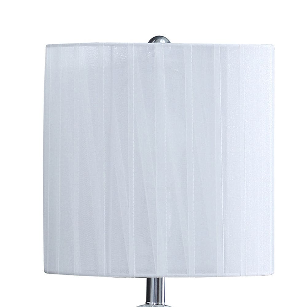 20 Inch Glass Table Lamp 9W LED 3 Way Switch Egg Shape Silver By Casagear Home BM279101