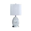 20 Inch Glass Table Lamp, 9W LED, 3 Way Switch, Egg Shape, Silver By Casagear Home