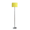 Finn 63 Inch Glamorous Floor Lamp, Rose Accent Shade, 100W, Yellow, Silver By Casagear Home