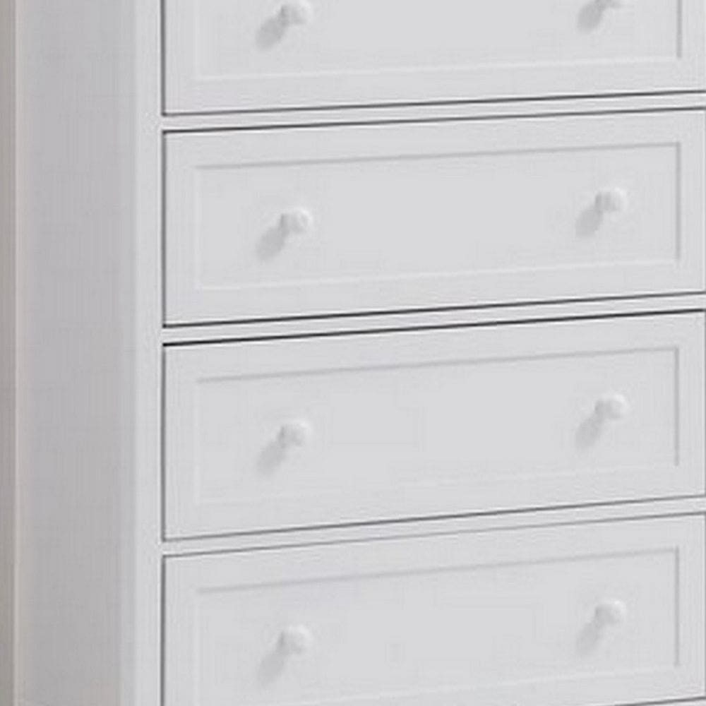 Mio 46 Inch 4 Drawer Tall Dresser Chest Solid Wood Glossy White By Casagear Home BM279146