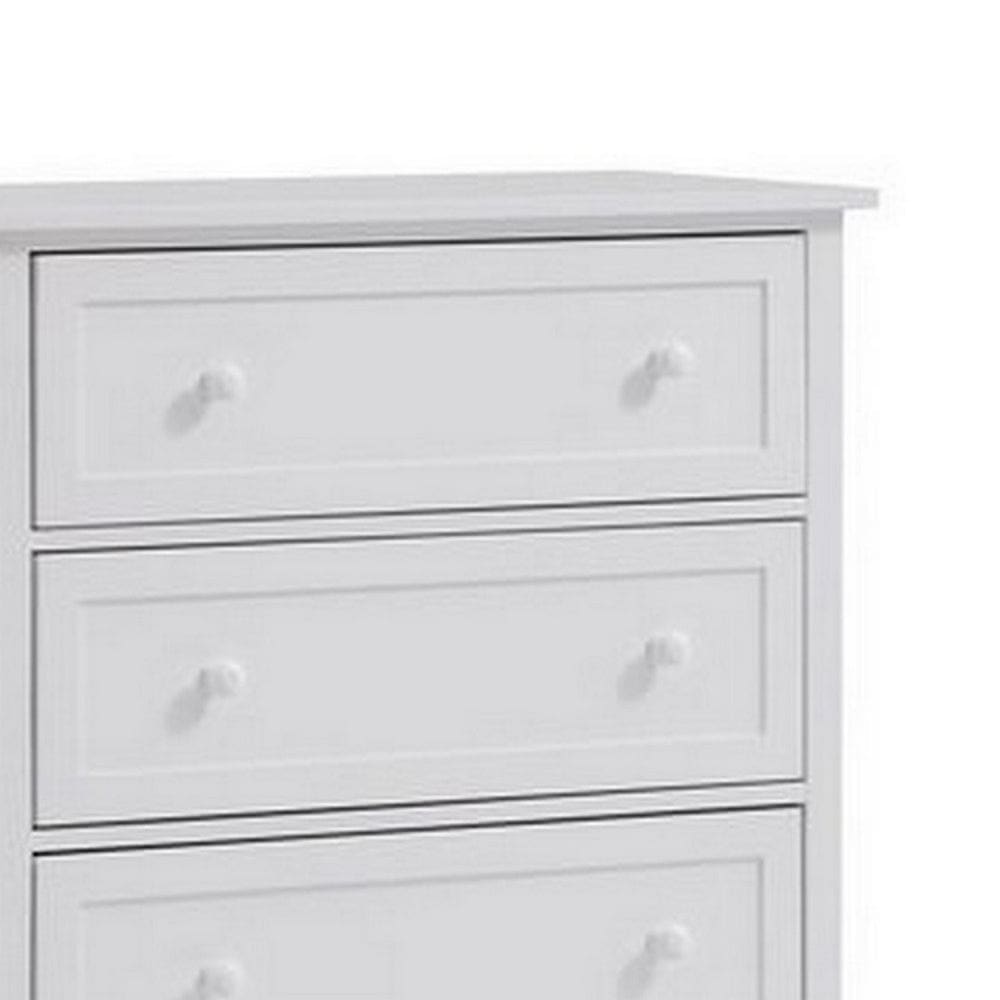 Mio 46 Inch 4 Drawer Tall Dresser Chest Solid Wood Glossy White By Casagear Home BM279146