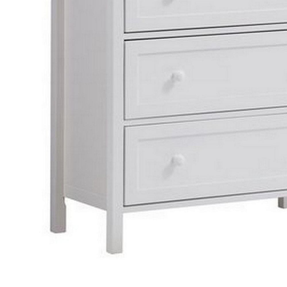 Mio 46 Inch 4 Drawer Tall Dresser Chest Solid Wood Glossy White By Casagear Home BM279146