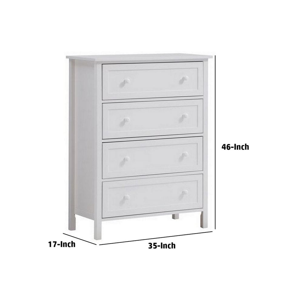 Mio 46 Inch 4 Drawer Tall Dresser Chest Solid Wood Glossy White By Casagear Home BM279146