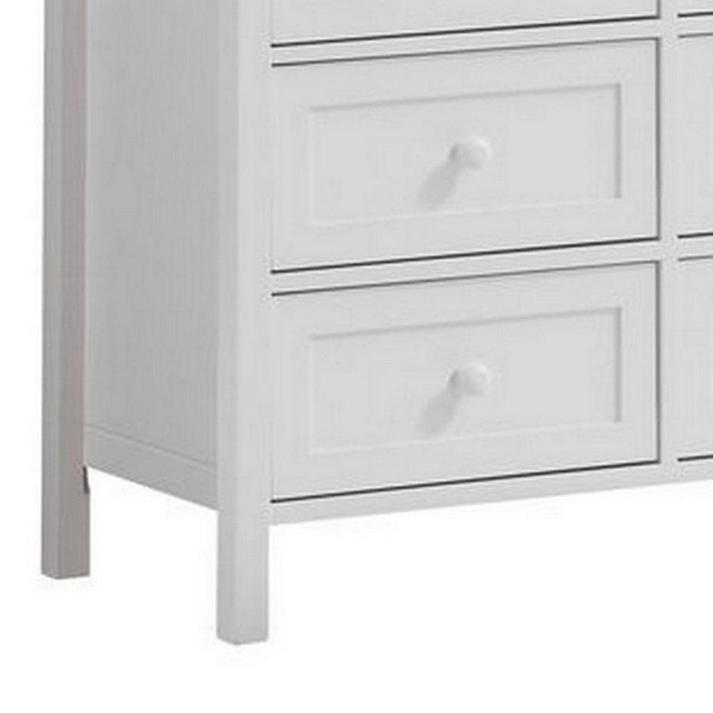 Mio 39 Inch 6 Drawer Dresser Solid Wood Molded Trim Glossy White By Casagear Home BM279147